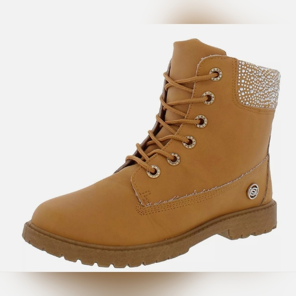 NWT Bebe Zara Rhinestone Ancle Lace- Up Boots Size 7.5 M - Picture 1 of 16
